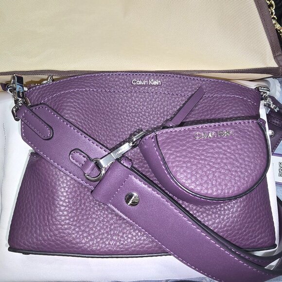 Calvin Klein Cypress Top Zip Convertible Crossbody w/Pouch PURPLE - Picture 1 of 6